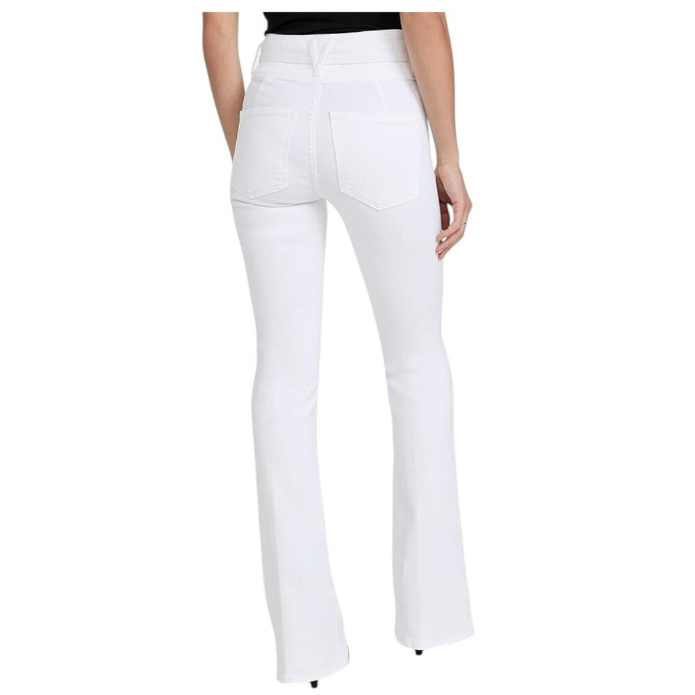 NWT Veronica Beard Giselle Belted High Rise Skinny Flare Jeans in White - Picture 3 of 9